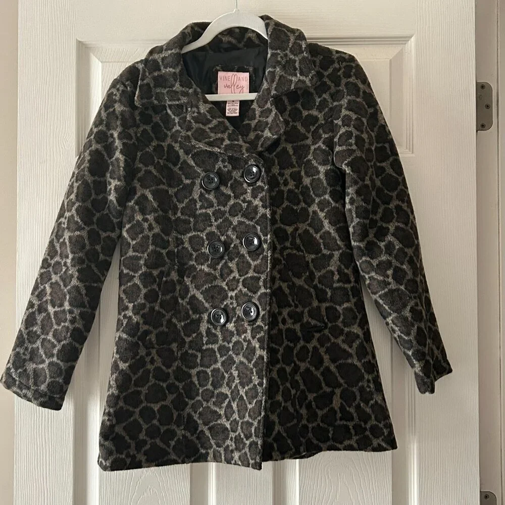 NWOT Vine and Valley Girls Size 16 Leopard Print Pea Coat NEVER WORN